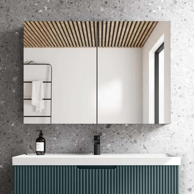 Esme Matt Black Recessed Mirror Cabinet 700x1000mm