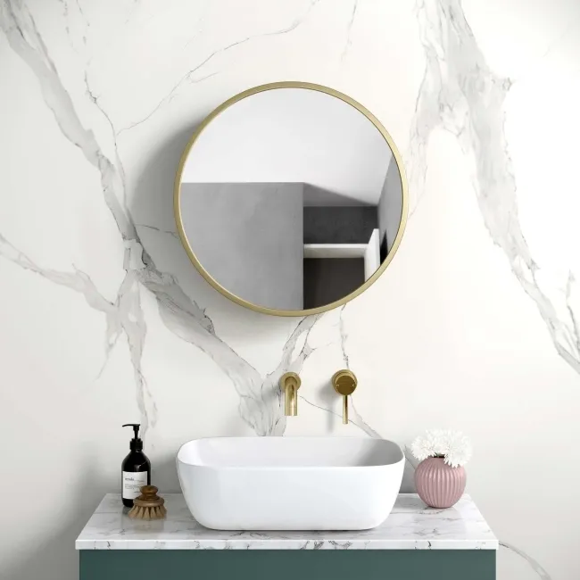 Mollie Matt Brass Round Mirror Cabinet 500mm