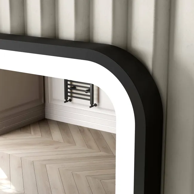 Mila Black Framed Illuminated LED Mirror 600x1200mm