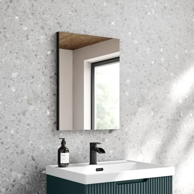 Esme Matt Black Recessed Mirror Cabinet 600x450mm