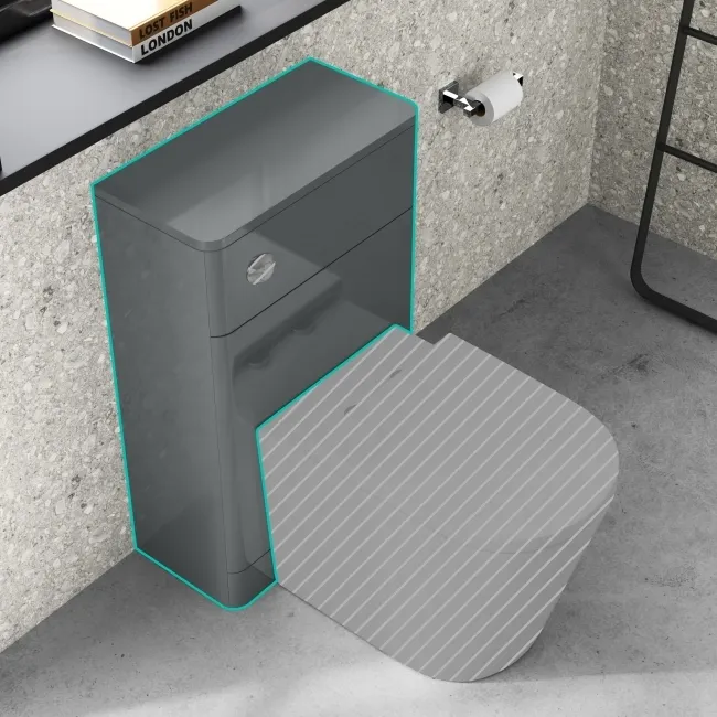 Corsica & Bali Storm Grey Slimline Back To Wall Toilet Unit 500mm