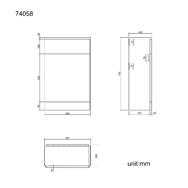 Corsica & Bali Storm Grey Slimline Back To Wall Toilet Unit 500mm