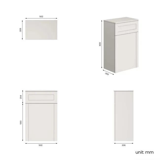 Capri Cotton White Back To Wall Toilet Unit 500mm