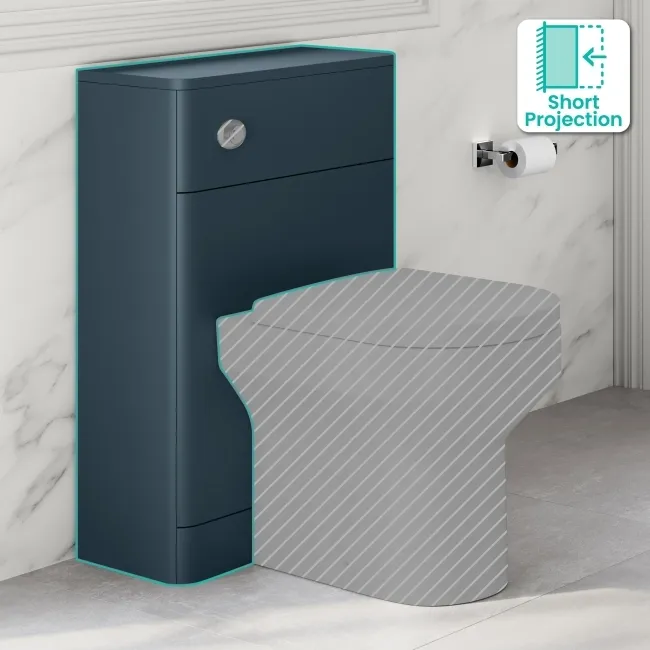 Navy Blue Slimline Back To Wall Toilet Unit 500mm