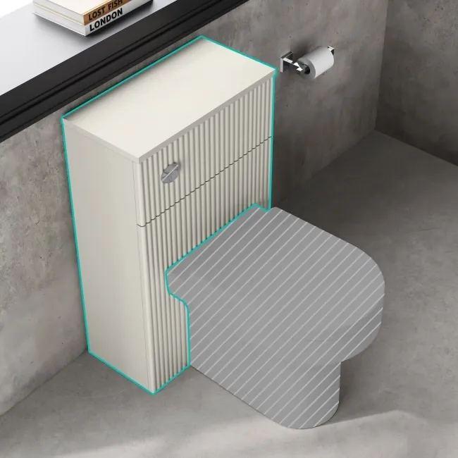 Crete Fluted Linen White Slimline Back To Wall Toilet Unit 500mm