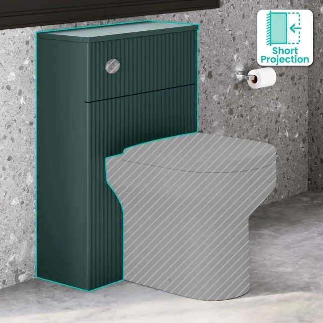 Crete Fluted Mystic Green Slimline Back To Wall Toilet Unit 500mm