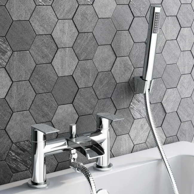 Eden Chrome Waterfall Basin & Shower Bath Mixer Tap Set