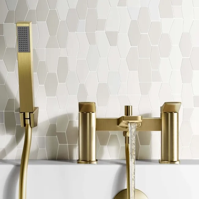Aire Brushed Brass Basin & Shower Bath Mixer Tap Set
