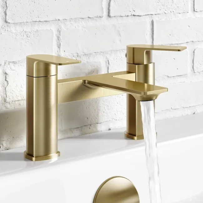 Lune Brushed Brass Basin & Bath Mixer Tap Set