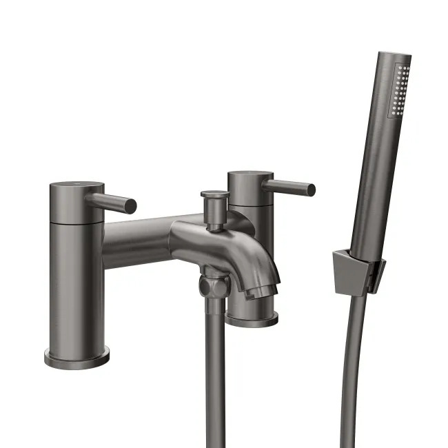 Trent Gunmetal Grey Basin & Shower Bath Mixer Tap Set