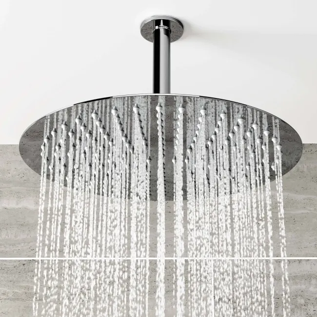 Ballina Premium Ceiling Chrome Round Thermostatic Shower Set - 300mm Head & Slider Shower