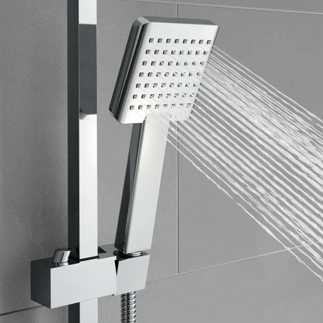 Galway Premium Ceiling Chrome Square Thermostatic Shower Set - 300mm Head & Slider Shower