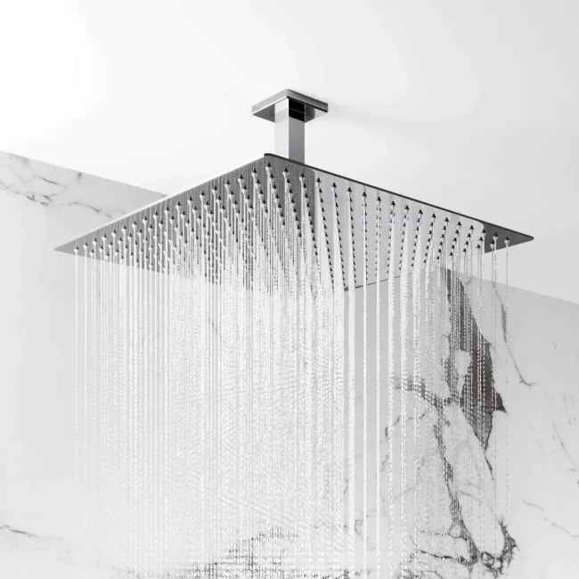 Galway Premium Ceiling Chrome Square Thermostatic Set - 400mm Head, Hand Shower & Jets