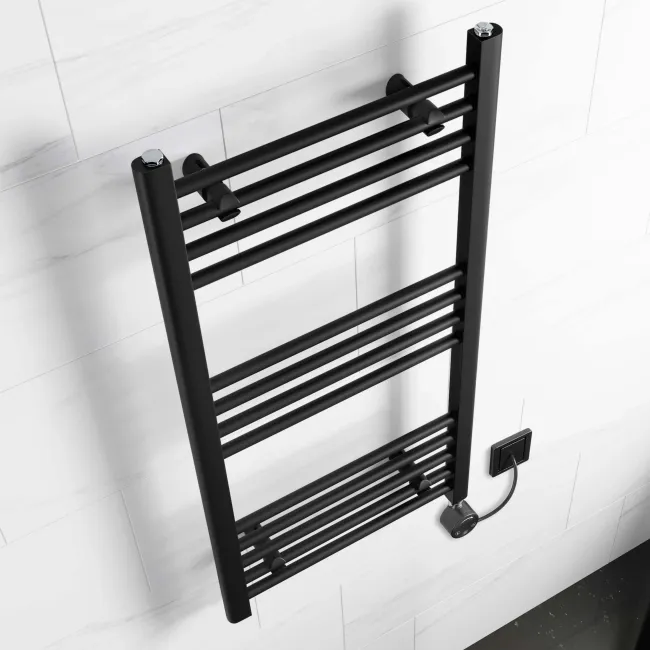 Barcelona Electric Matt Black Straight Heated Towel Rail 1000x500mm