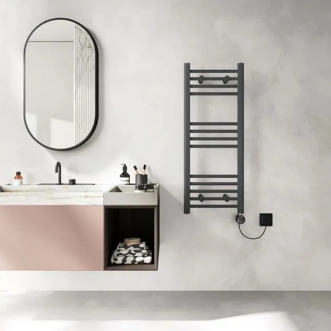 Barcelona Electric Anthracite Straight Heated Towel Rail 1000x400mm