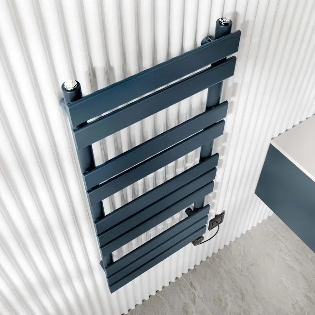 Santorini Electric Inky Blue Flat Panel Heated Towel Rail 1000x450mm