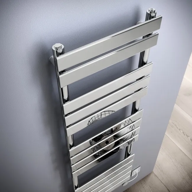 Santorini Electric Chrome Flat Panel Heated Towel Rail 1400x450mm