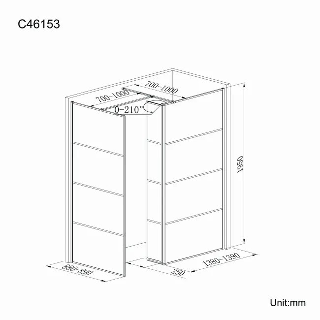 Munich Matt Black Grid 8mm Walk In Shower Enclosure 1400mm & 900mm Glass with Pivotal Return Panel