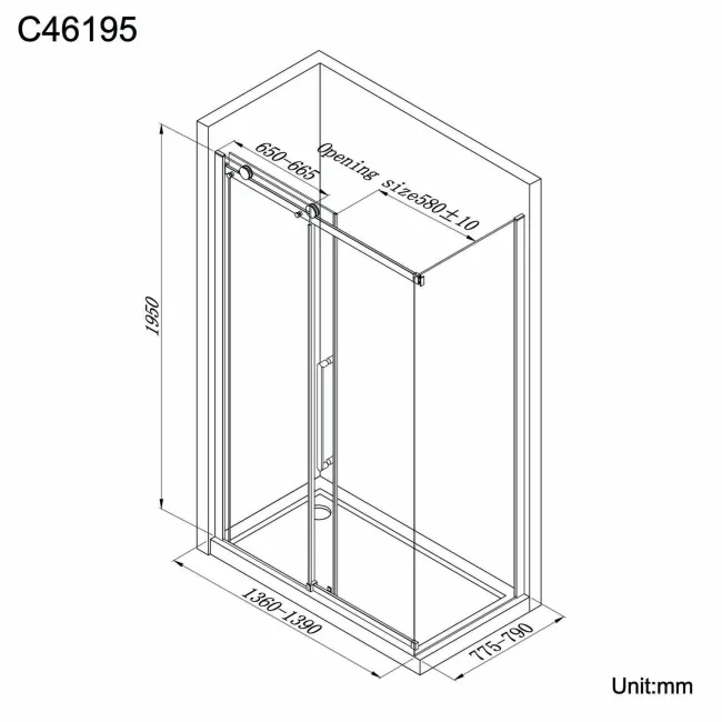 Oslo Matt Black Premium Easy Clean 8mm Sliding Shower Enclosure 1400x800mm