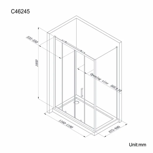 London 6mm Sliding Shower Enclosure 1200x700mm