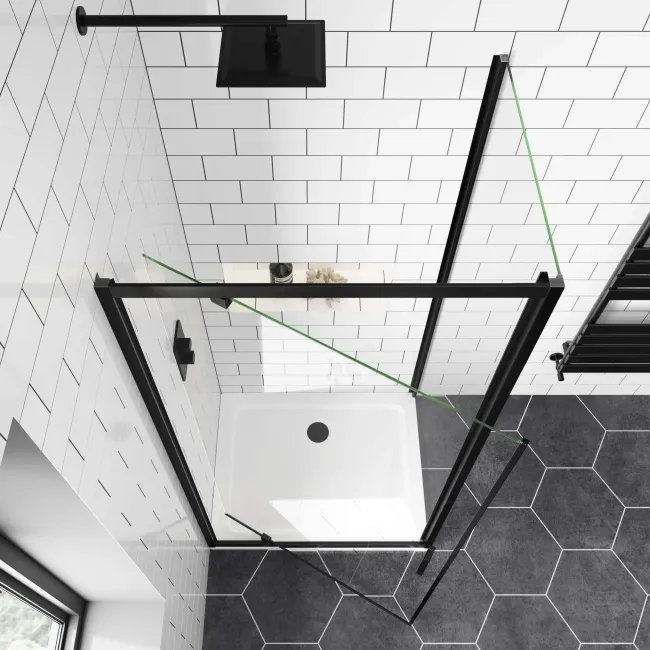 London Matt Black 6mm Pivot Shower Enclosure 900x760mm