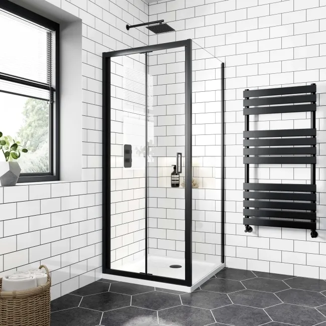 London Matt Black 6mm Bifold Shower Enclosure 700x700mm