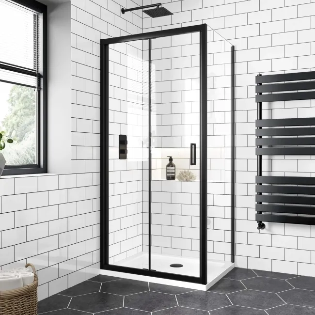 London Matt Black 6mm Bifold Shower Enclosure 900x700mm