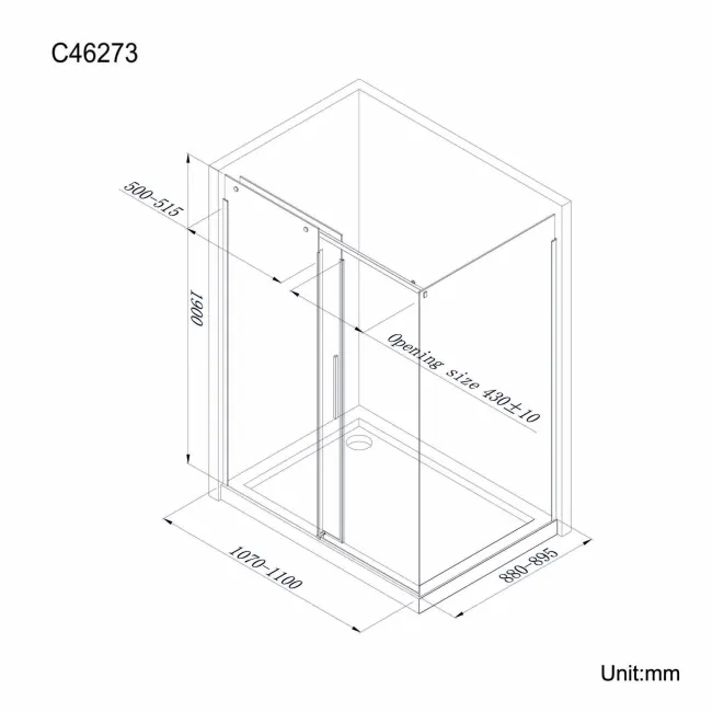 Stockholm Matt Black Easy Clean 8mm Frameless Sliding Shower Enclosure 1100x900mm