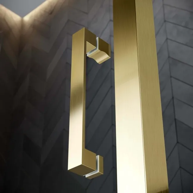 Hamburg Brushed Brass Easy Clean 8mm Sliding Shower Enclosure 1400x900mm - Easy Fix