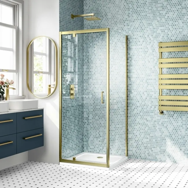 London Brushed Brass 6mm Pivot Shower Enclosure 760x760mm