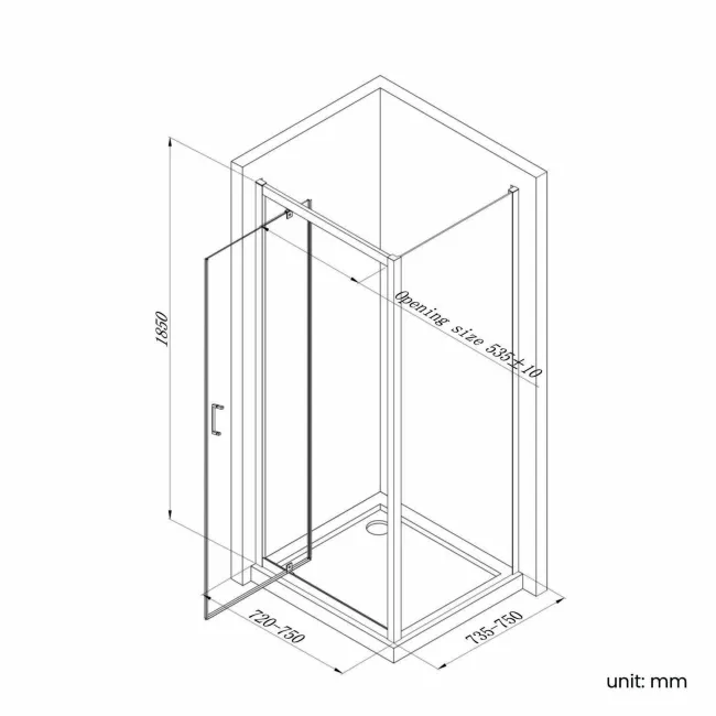 London Brushed Brass 6mm Pivot Shower Enclosure 760x760mm