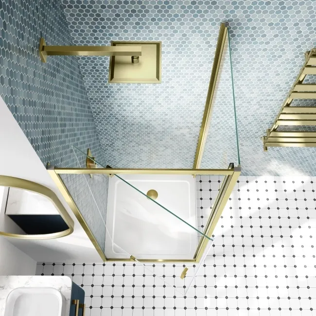London Brushed Brass 6mm Pivot Shower Enclosure 800x800mm