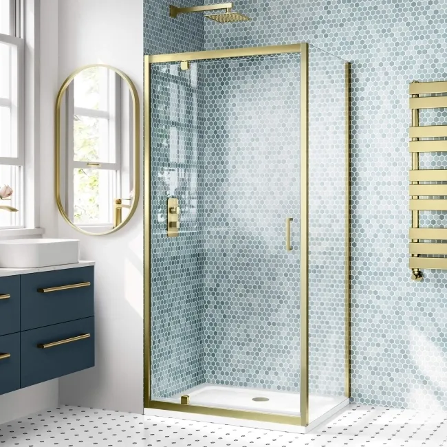 London Brushed Brass 6mm Pivot Shower Enclosure 900x760mm