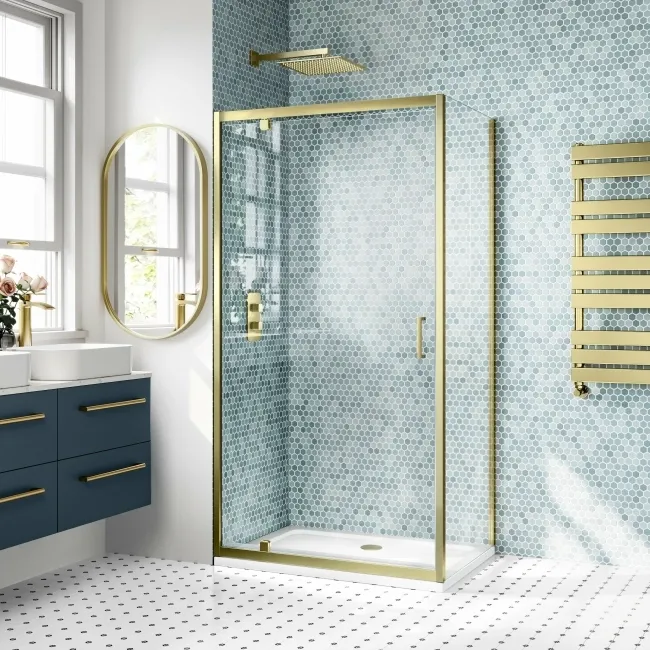 London Brushed Brass 6mm Pivot Shower Enclosure 1000x760mm