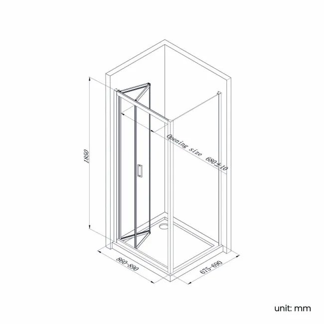 London Brushed Brass 6mm Bifold Shower Enclosure 900x700mm