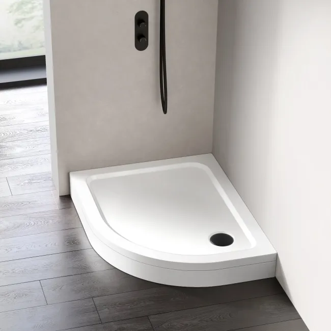 London Offset Quadrant Stone Shower Tray 1000x800mm - Right Handed & Riser Kit