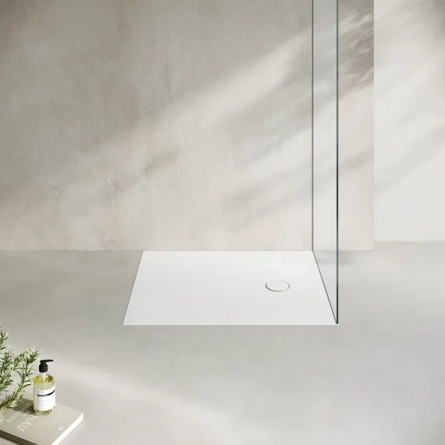 Seoul Low Profile Rectangular Matt White Stone Shower Tray 1000x700mm