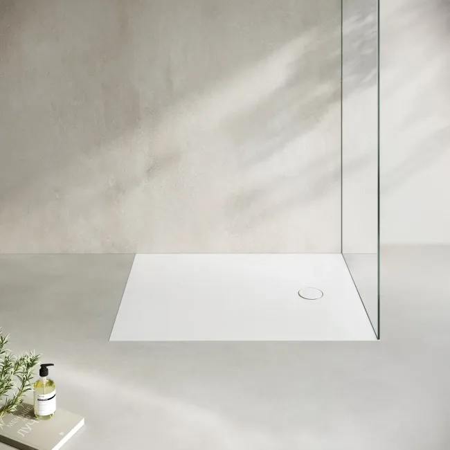 Seoul Low Profile Rectangular Matt White Stone Shower Tray 1200x900mm