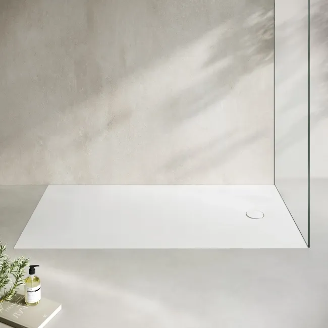 Seoul Low Profile Rectangular Matt White Stone Shower Tray 1800x900mm