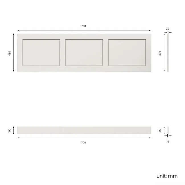 Traditional Cotton White Wooden Bath Panel Pack 1700x680mm