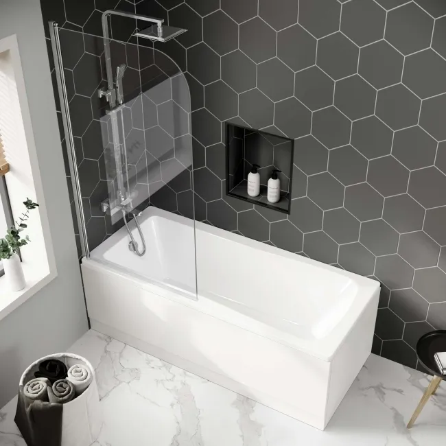 Hereford 1500x700 Square Shower Bath & 6mm Easy Clean Screen