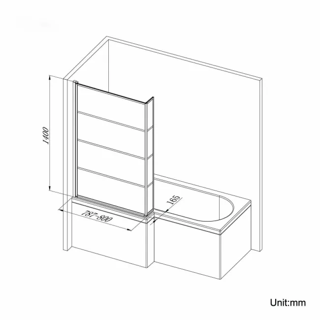 L Shaped 1700 Shower Bath & 6mm Easy Clean Matt Black Grid Bath Screen - Left Handed