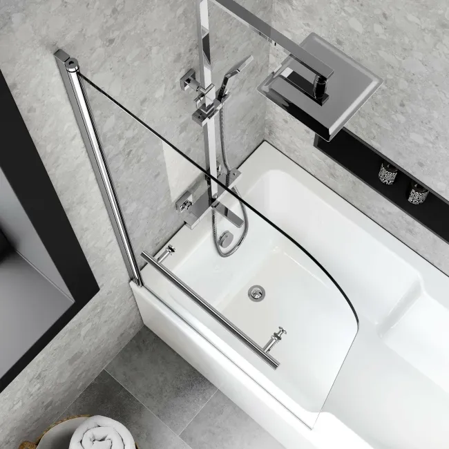 Dover 1500x750 Keyhole Shower Bath & 6mm Easy Clean Screen with Rail