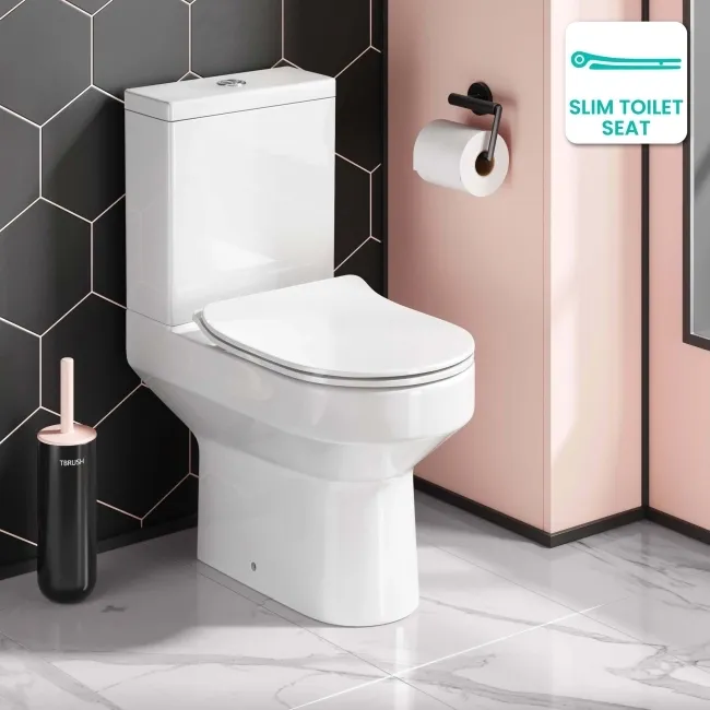 Denver Rimless Close Coupled Toilet With Soft Close Slim Seat