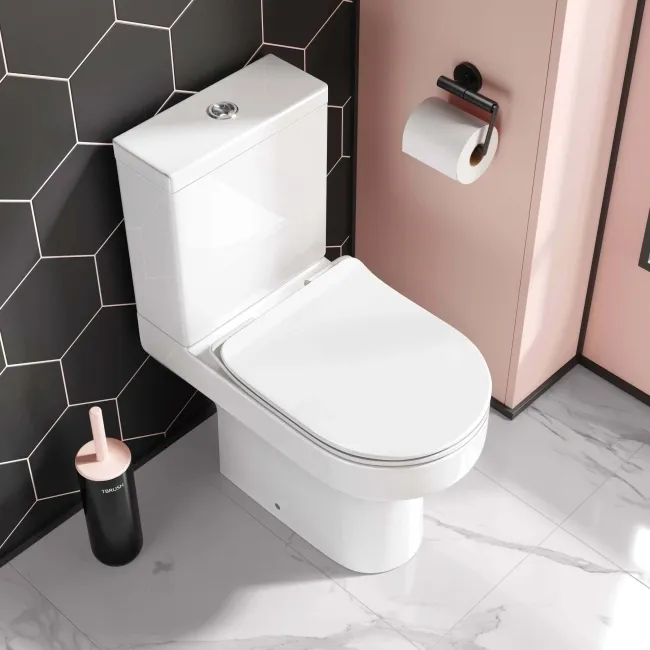 Denver Rimless Close Coupled Toilet With Soft Close Slim Seat
