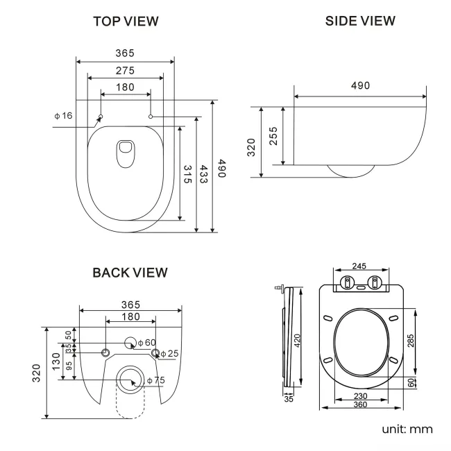 Tulsa Rimless Wall Hung Toilet With Premium Soft Close Slim Seat