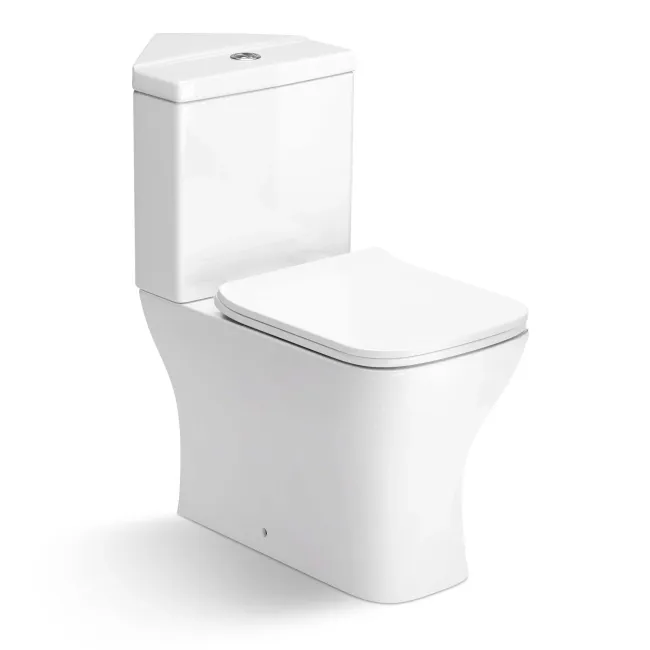 Atlanta Fully Back to Wall Close Coupled Corner Toilet With Soft Close Slim Seat