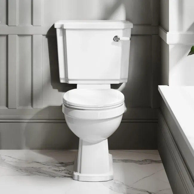 Hudson Traditional Close Coupled Toilet & Pedestal Basin Set - Single Tap Hole