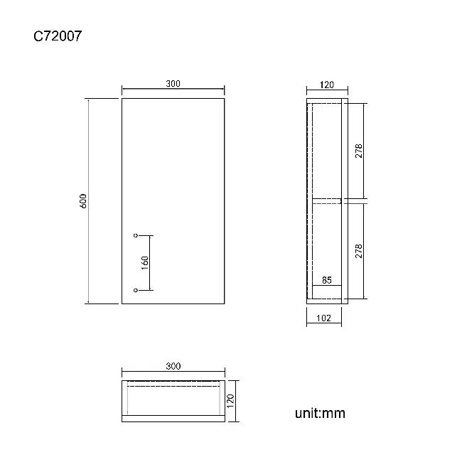 Harper Stone Grey Wall Hung Cabinet 600x300mm - Black Accents