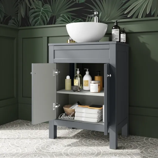 Bermuda Dove Grey Vanity With Round Counter Top Basin 600mm